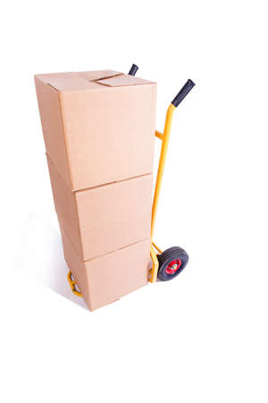 Shipping cart isolated on the white backgroundの写真素材