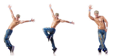 Dancer dancing dances isolated on whiteの写真素材