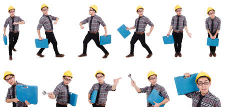 Industrial worker isolated on the white backgroundの写真素材