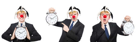 Businessman clown in funny concept isolated on whiteの写真素材