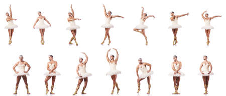 Man in ballet tutu isolated on whiteの写真素材