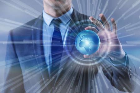 Businessman in globalisation global business concept