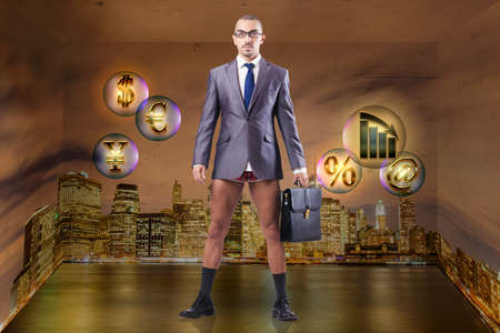 Naked businessman in the boxの写真素材