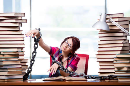 Young female student preparing for examsの写真素材