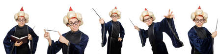 Funny wise wizard isolated on the whiteの写真素材
