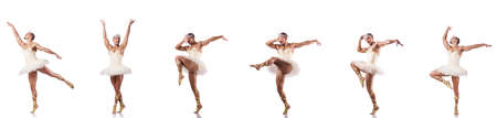 Man in ballet tutu isolated on whiteの写真素材