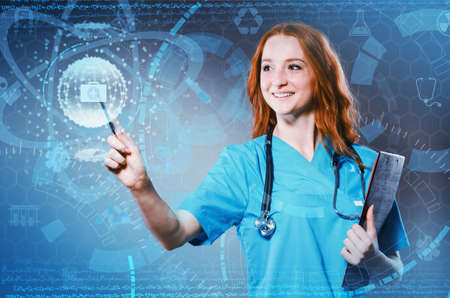 Female doctor with set of abstract elementsの写真素材