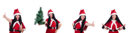 Woman santa isolated on the whiteの写真素材