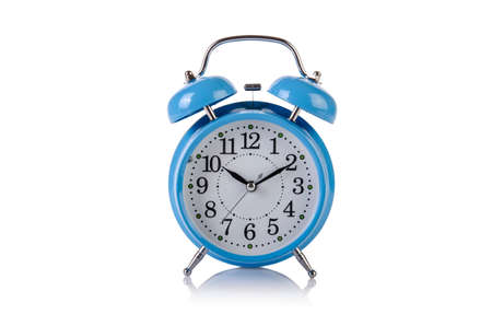 Alarm clock in time concept isolated on white