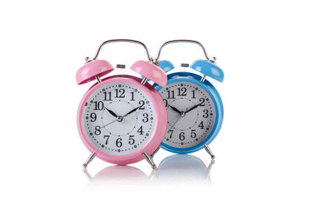 Alarm clock in time concept isolated on white