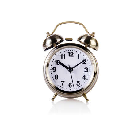 Alarm clock in time concept isolated on white