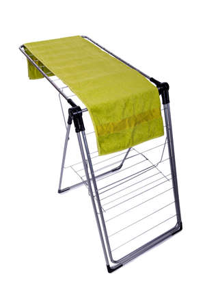 Collapsible clotheshorse isolated on the white background