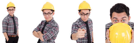 Industrial worker isolated on the white backgroundの写真素材