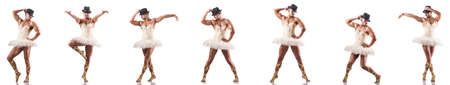 Man in ballet tutu isolated on white