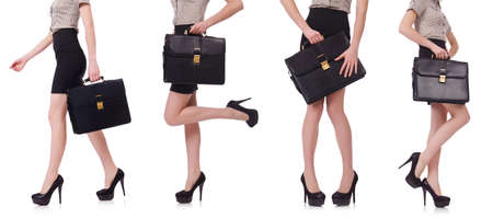 Collage of businesswoman isolated on the white backgroundの写真素材