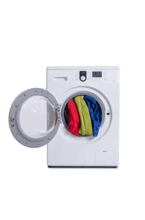 Washing machine isolated on white backgroundの写真素材