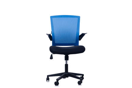Blue office chair isolated on the white backgroundの写真素材