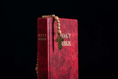 Bible and cross in religious conceptの写真素材