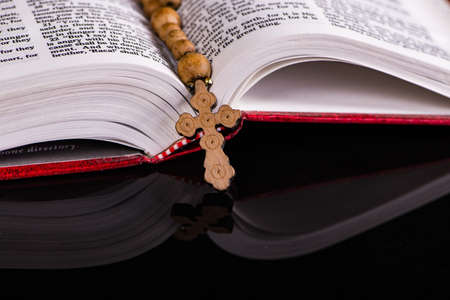 Bible and cross in religious conceptの写真素材