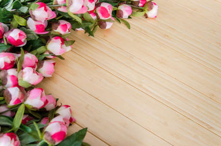 Rose flowers arranged with copyspace for your textの写真素材