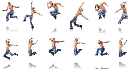 Dancer dancing dances isolated on whiteの写真素材