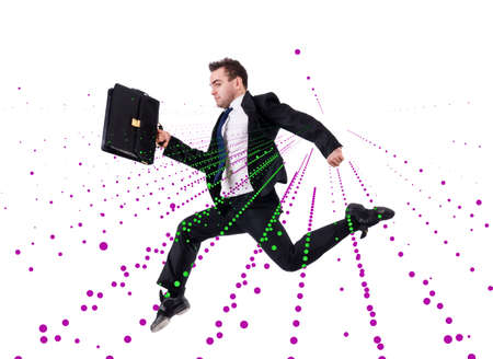 Jumping businessman in abstract concept on whiteの写真素材
