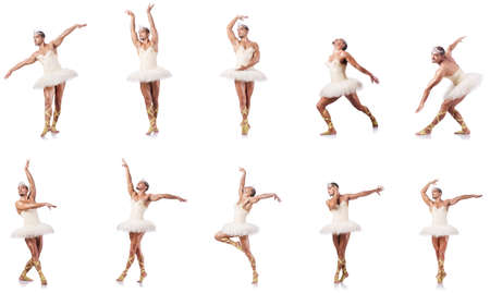 Man in ballet tutu isolated on whiteの写真素材