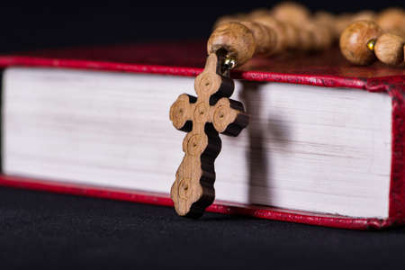 Bible and cross in religious conceptの写真素材