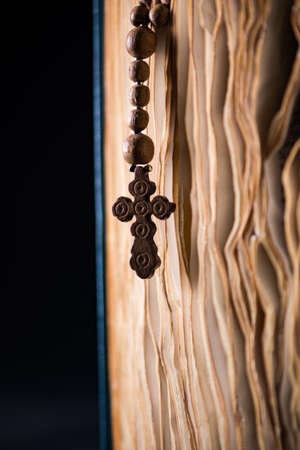 Bible and cross in religious conceptの写真素材