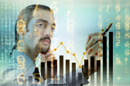 Businessman working with graph in business concept