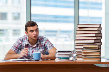 Young student preparing for college examsの写真素材