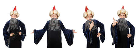 Funny wise wizard isolated on the whiteの写真素材