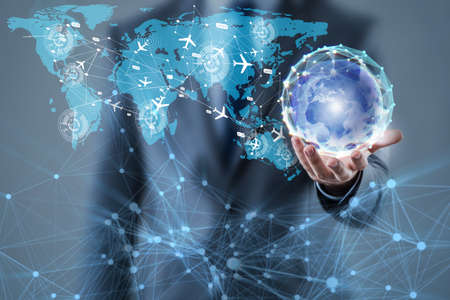 Businessman in air transportation conceptの写真素材