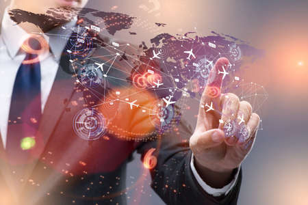 Businessman in air transportation concept