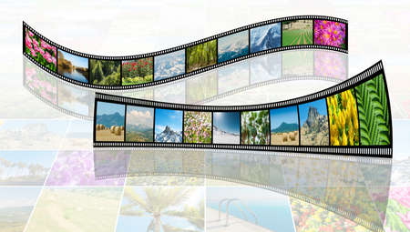 Film made with various nature photosの写真素材