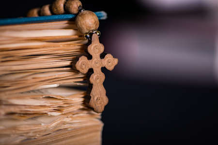 Bible and cross in religious concept