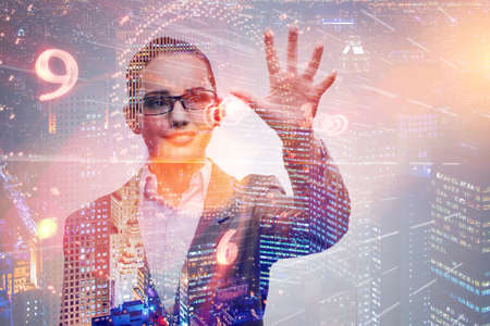 Businesswoman of digital age in conceptの写真素材