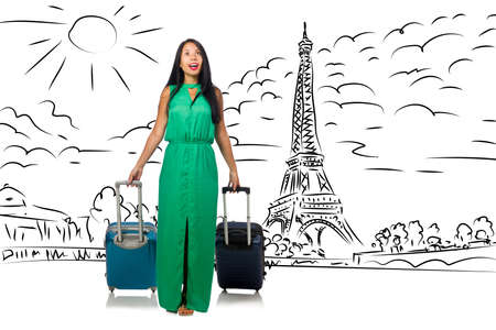 Young woman travelling to Parisの写真素材