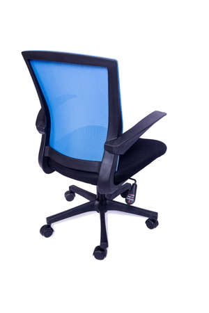 Blue office chair isolated on the white backgroundの写真素材