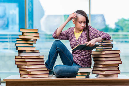 Young female student preparing for examsの写真素材