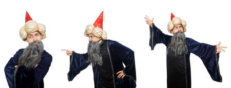 Funny wise wizard isolated on the whiteの写真素材