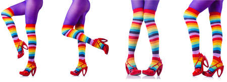 Colourful stockings isolated on whiteの写真素材