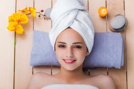 Young woman in spa conceptの写真素材