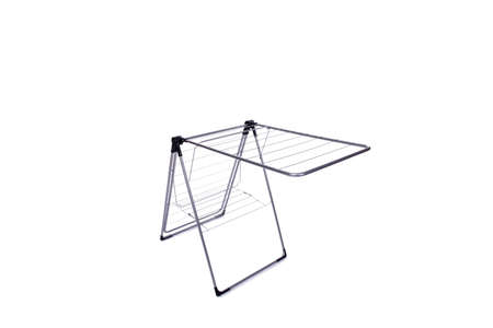 Collapsible clotheshorse isolated on the white backgroundの写真素材