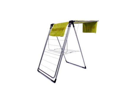 Collapsible clotheshorse isolated on the white background