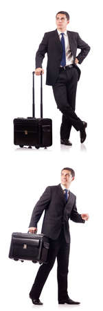 Young businessman during business tripの写真素材