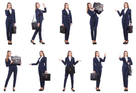 Businesswoman in suit isolated on whiteの写真素材