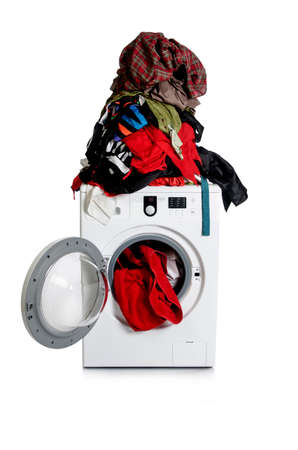 Washing machine isolated on white backgroundの写真素材