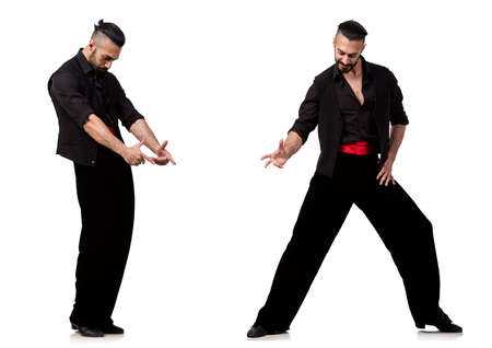 Spanish dancer in various poses on whiteの写真素材