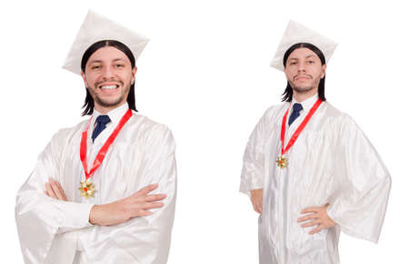 Young man ready for university graduationの写真素材